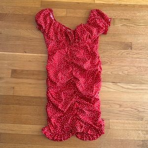 Red and White polka dotted fitted dress, Medium, NEVER WORN, SHEIN